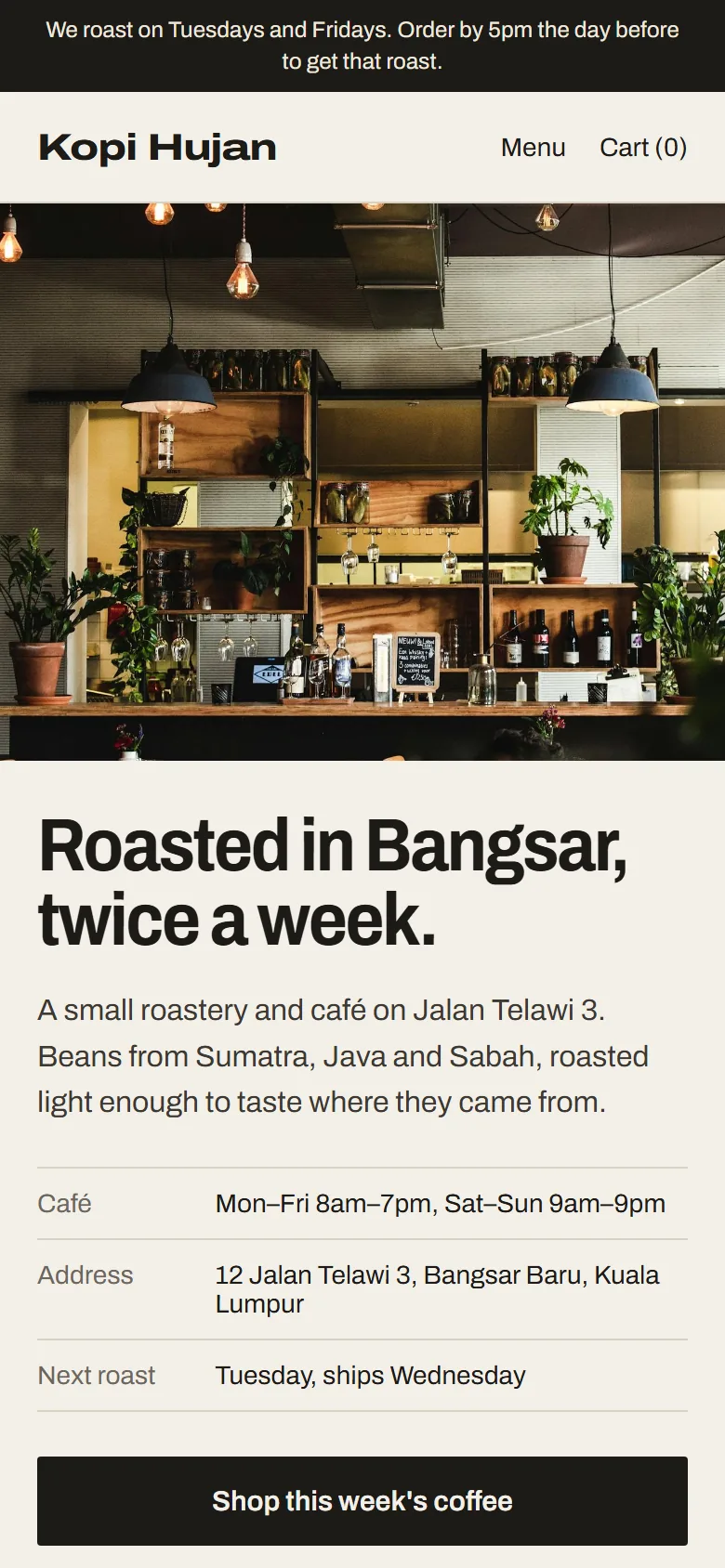 Kopi Hujan on mobile