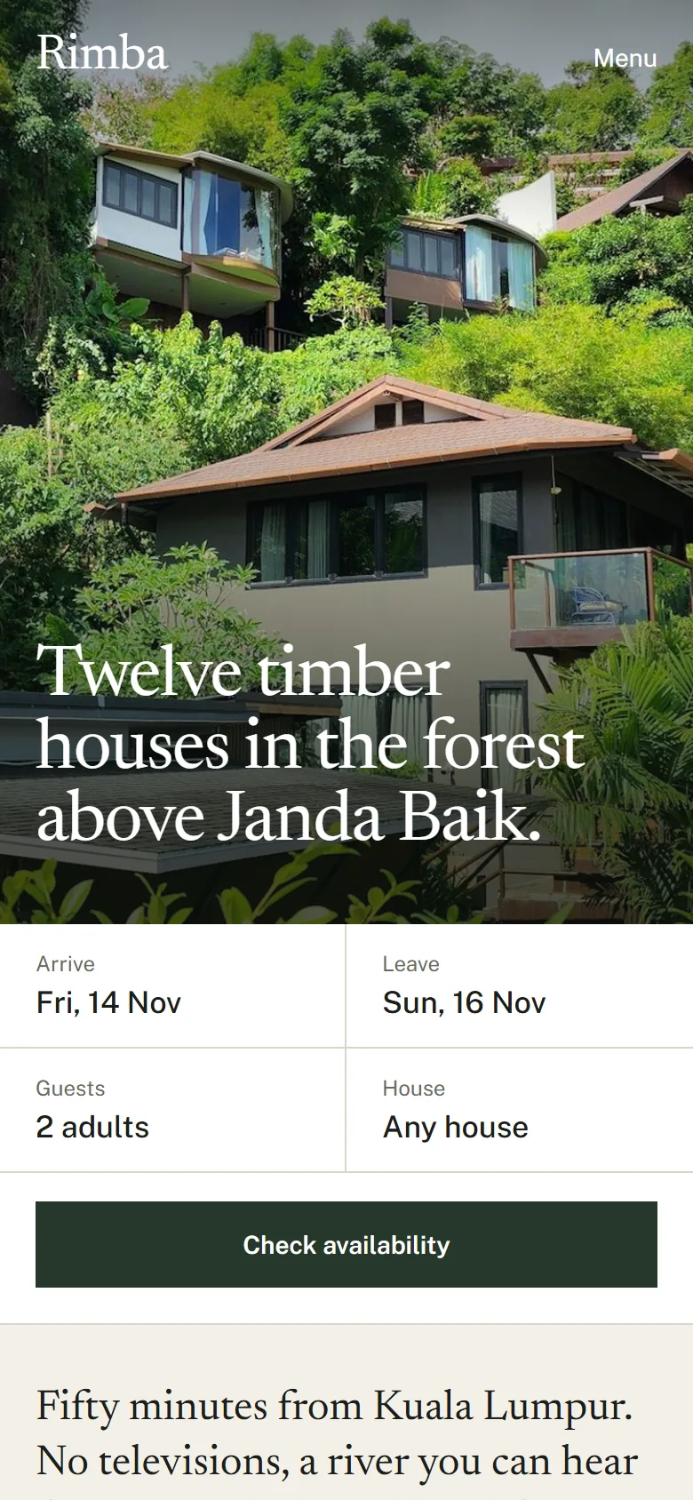 Rimba Retreats on mobile